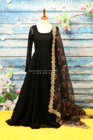 Indian Dress Black Color Indo Western Gown 1108